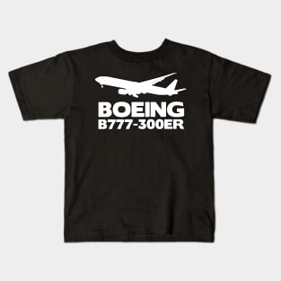 Boeing B777-300ER Silhouette Print (White) Kids T-Shirt